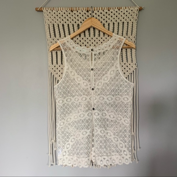 Maurices Sheer Lace Sleeveless Button Back Top - Picture 7 of 14